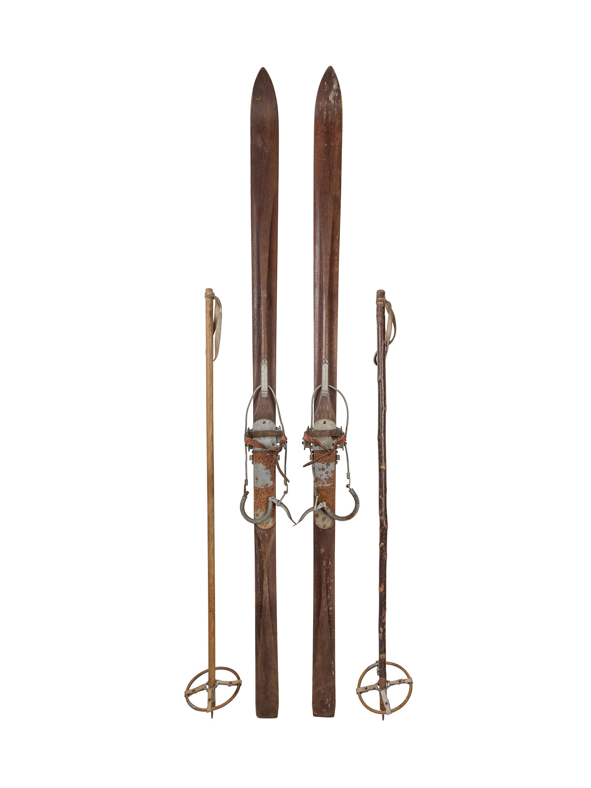 Vintage European Wooden Skis and Poles Five Weston Table