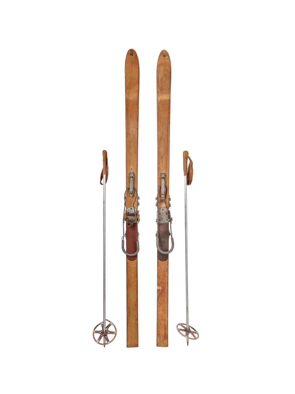 Vintage European Wooden Skis and Poles Nine Weston Table
