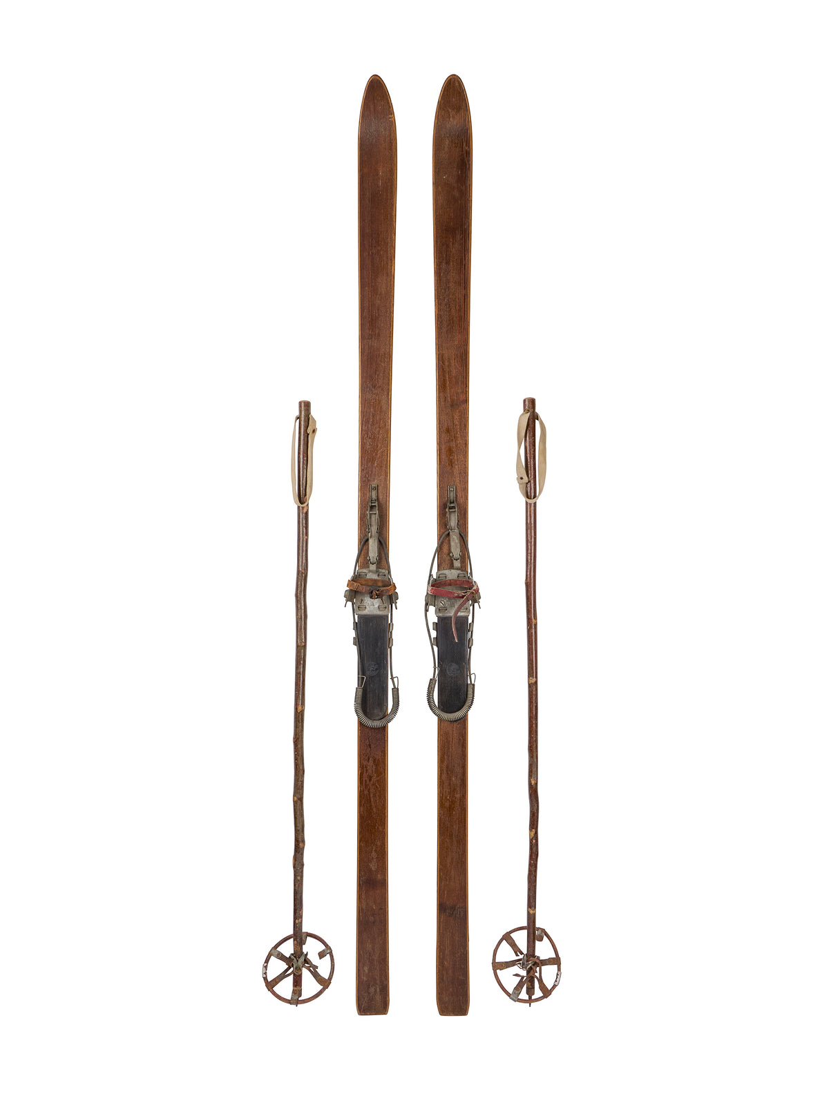 Vintage European Wooden Skis and Poles One Weston Table