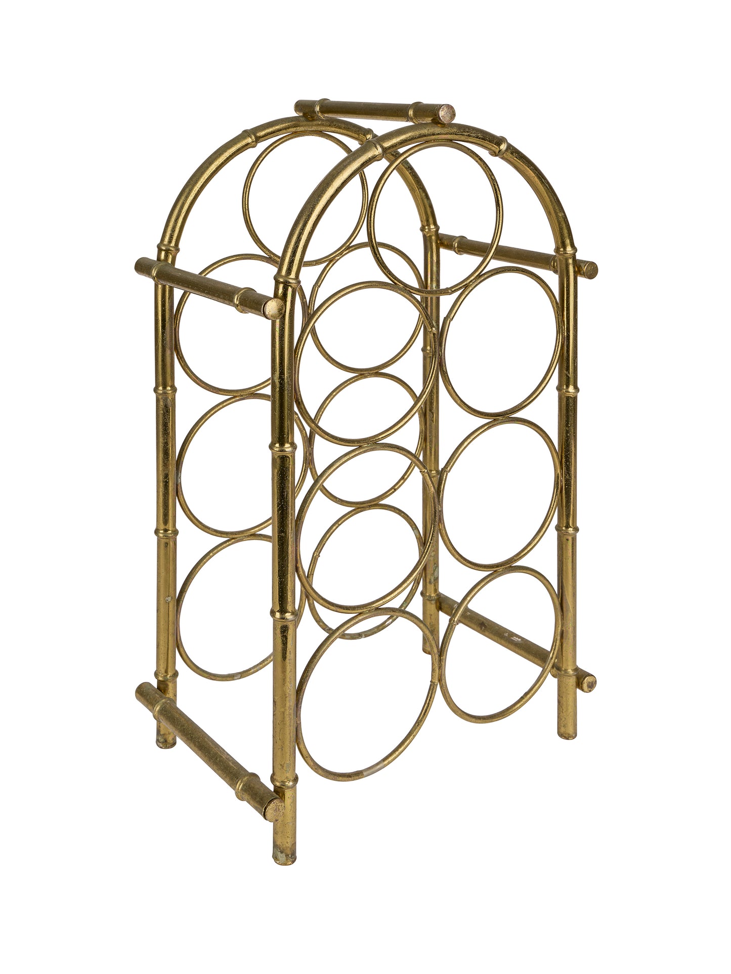 Vintage Faux Bamboo Brass Wine Bottle Holder Weston Table