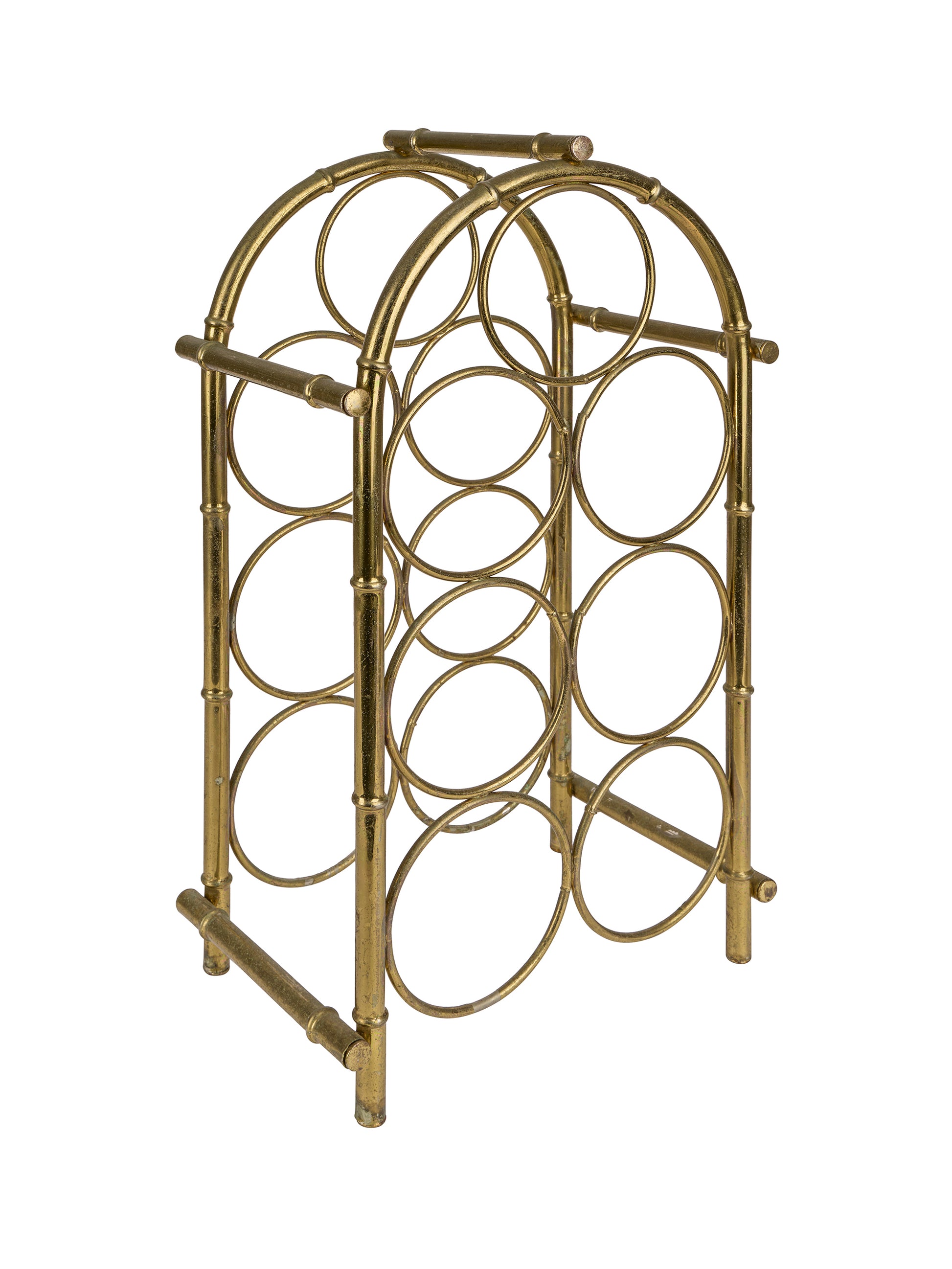 Vintage Faux Bamboo Brass Wine Bottle Holder Weston Table