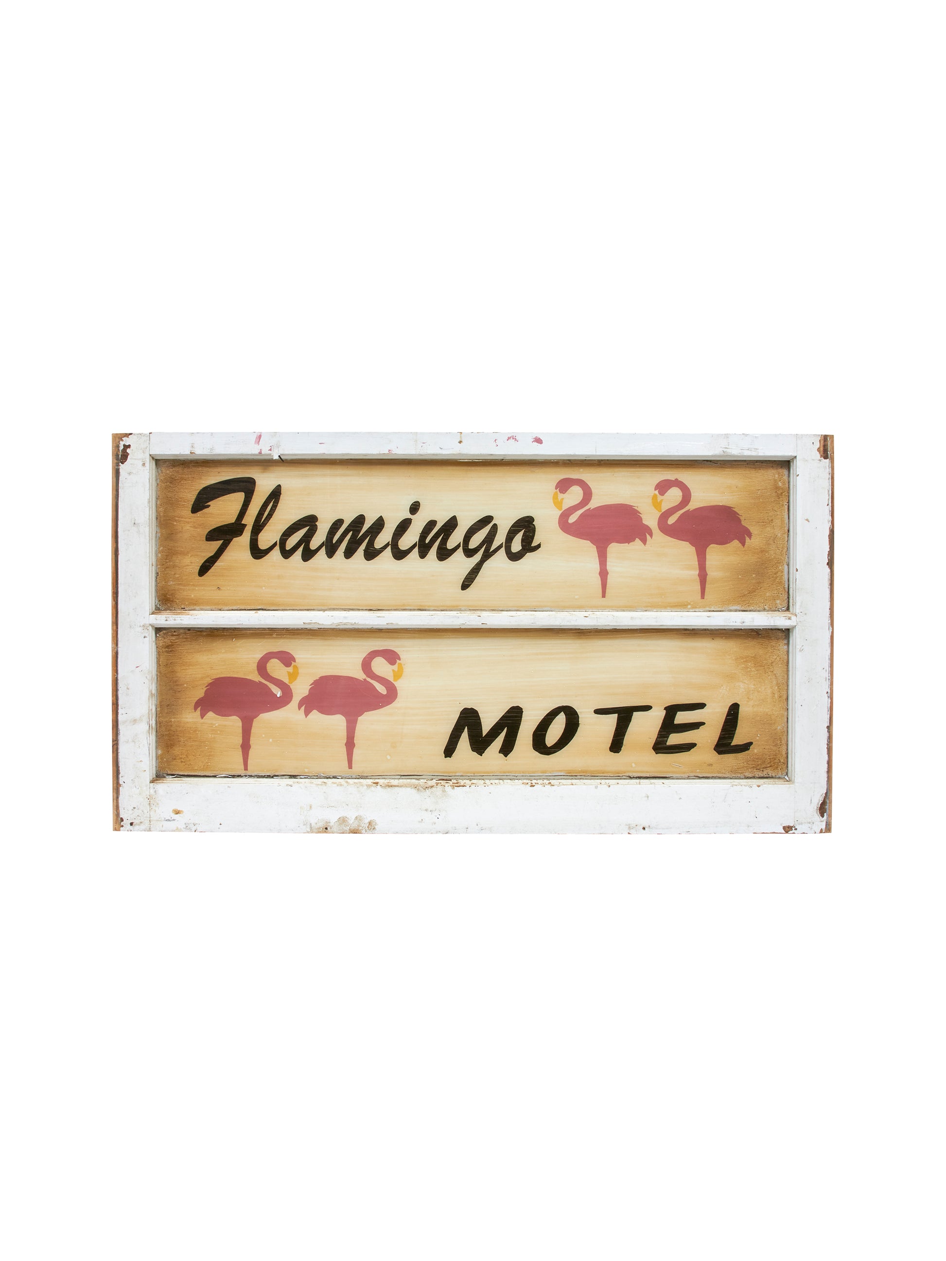 Vintage Flamingo Motel Window Sign Weston Table