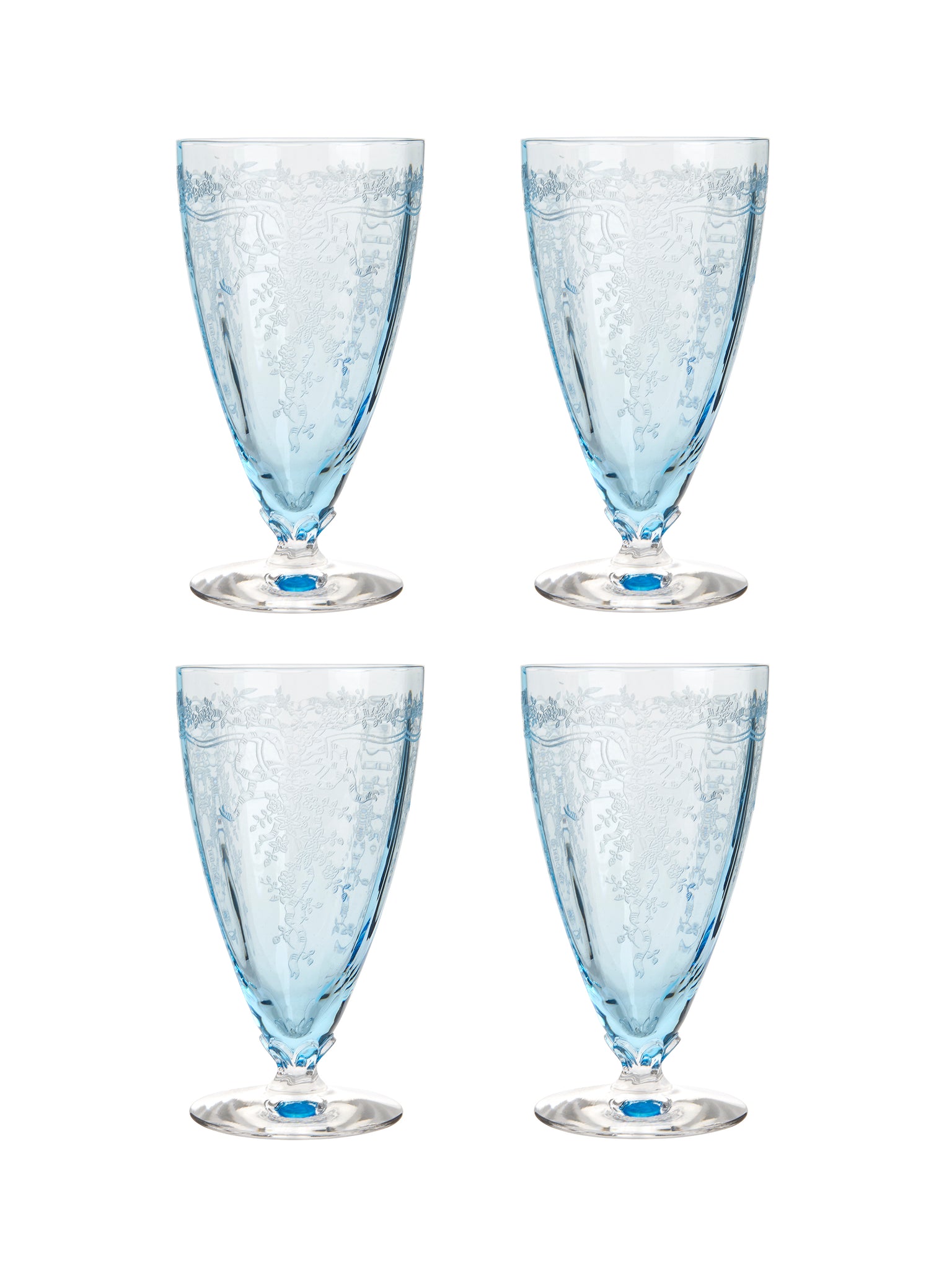 Vintage  Fostoria Navarre Blue Iced Tea Tumblers Weston Table