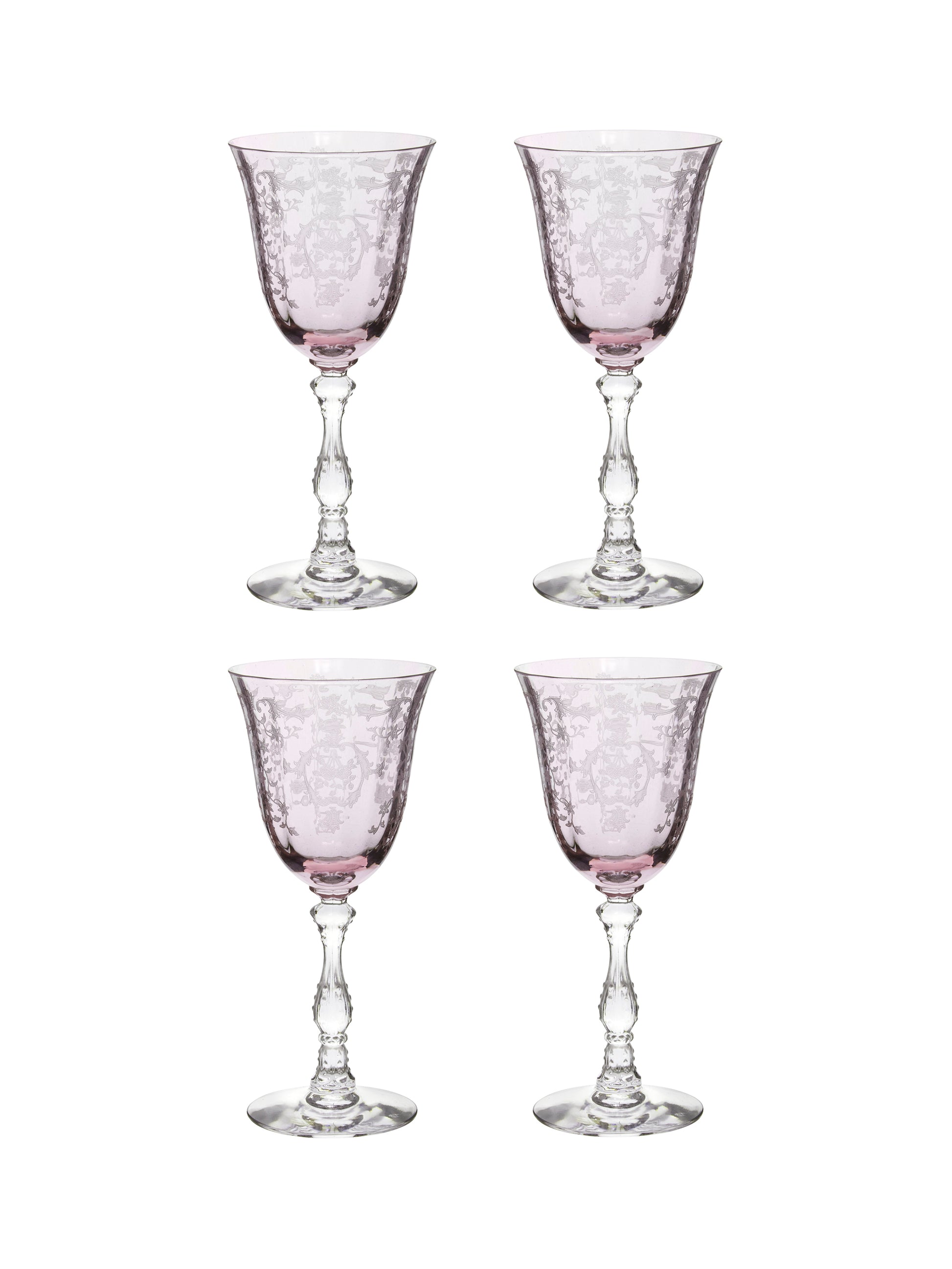 Vintage Fostoria Navarre Pink Claret Glasses Set of Four Weston Table