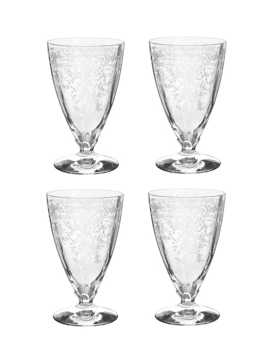 Vintage Fostoria Satin Ribbon Footed Glasses Weston Table