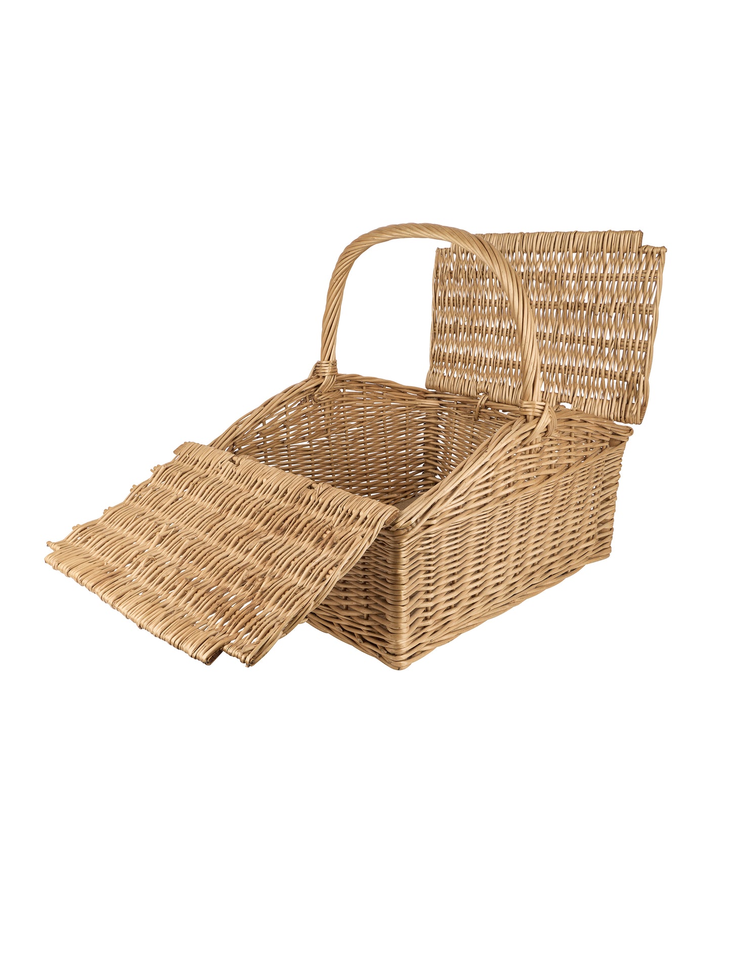 Vintage French Double Lidded Wicker Picnic Basket Weston Table