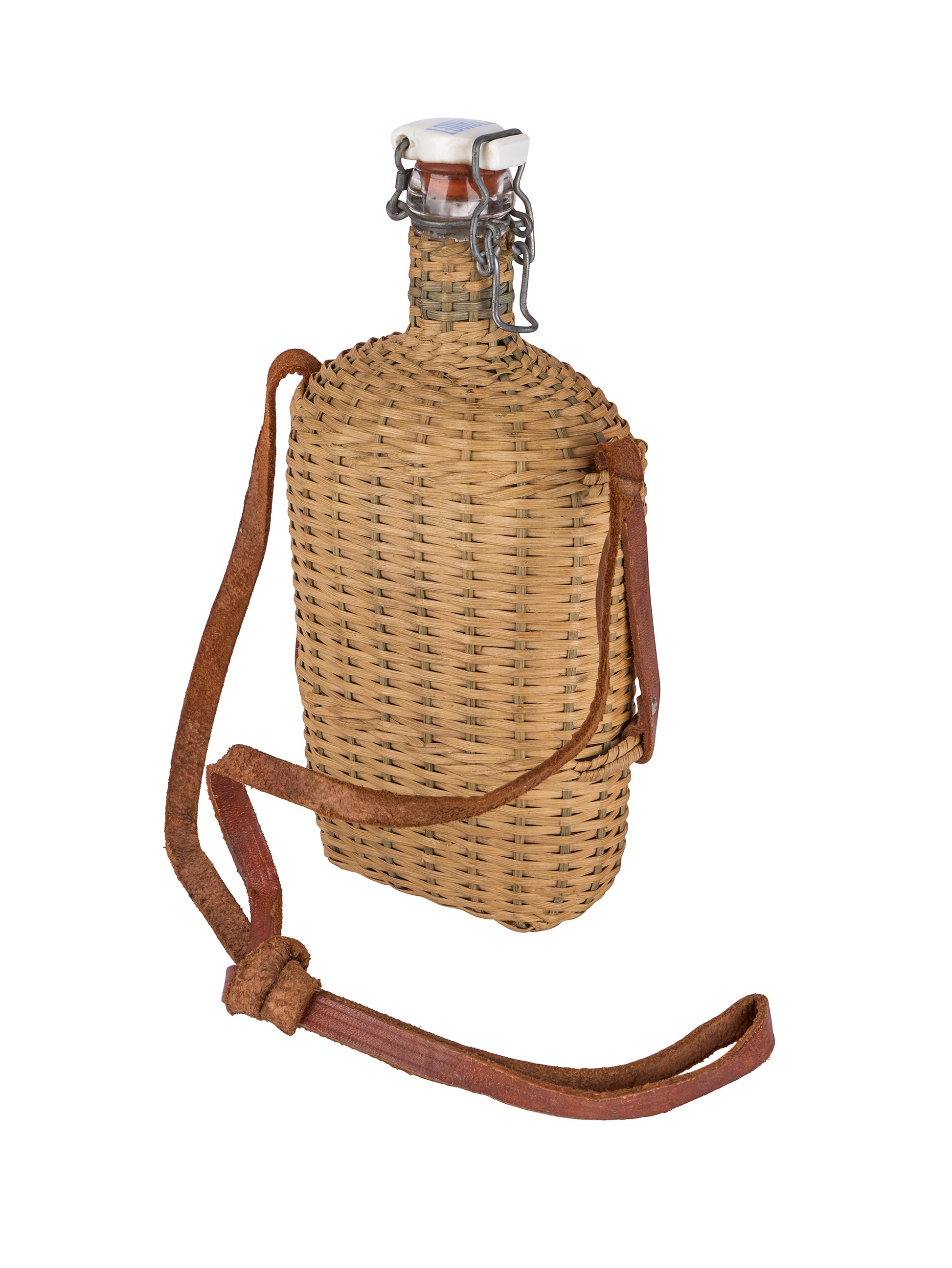 Vintage French Lourdes Wicker Flask Weston Table