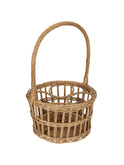 Vintage French Round Wicker Wine Bottle Carrier