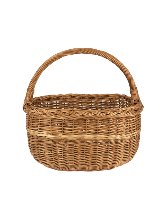 Vintage French Tall Basket with Blonde Stripe Weston Table