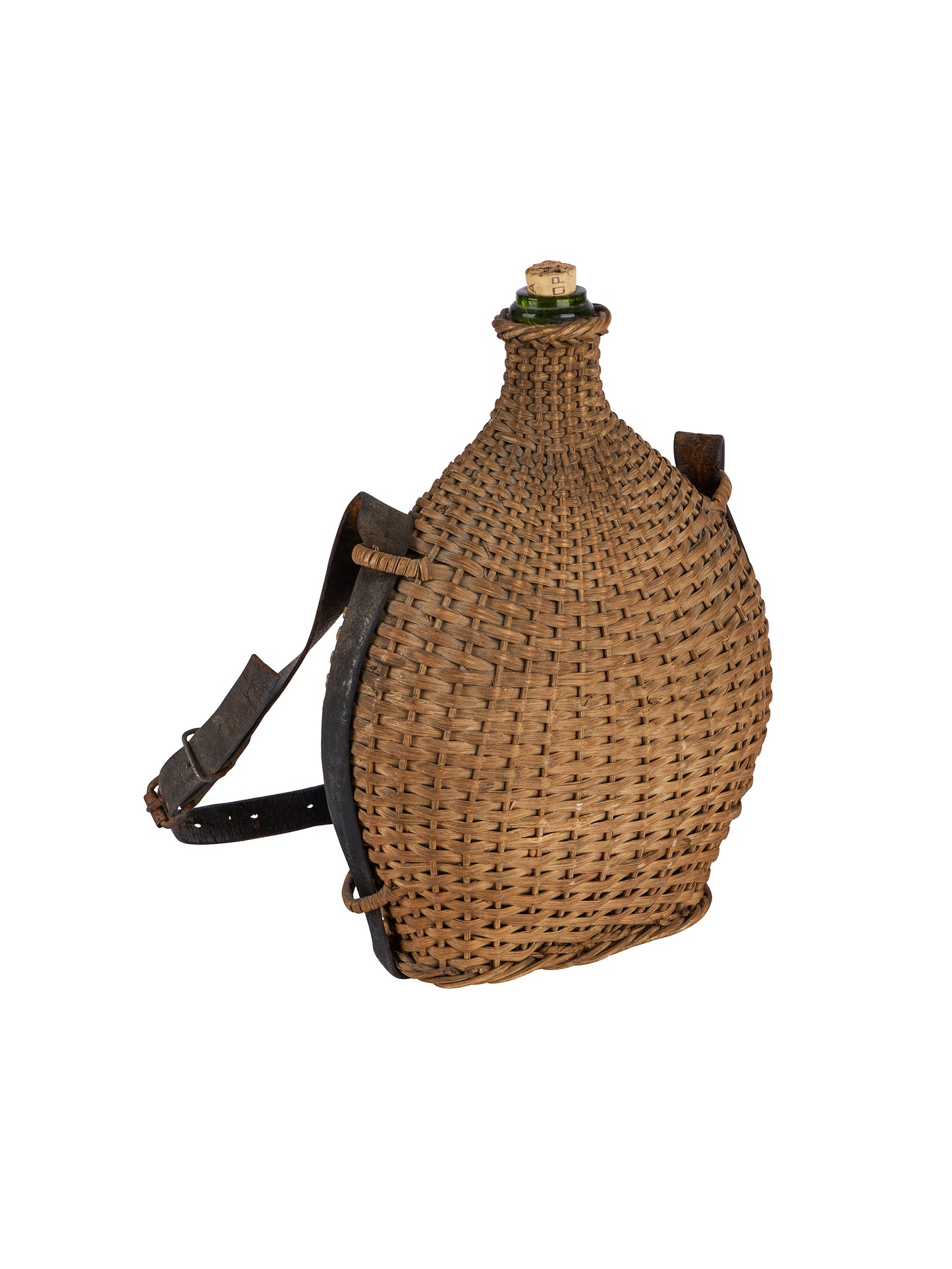 Vintage French Wicker Water Bottle with Strap Weston Table