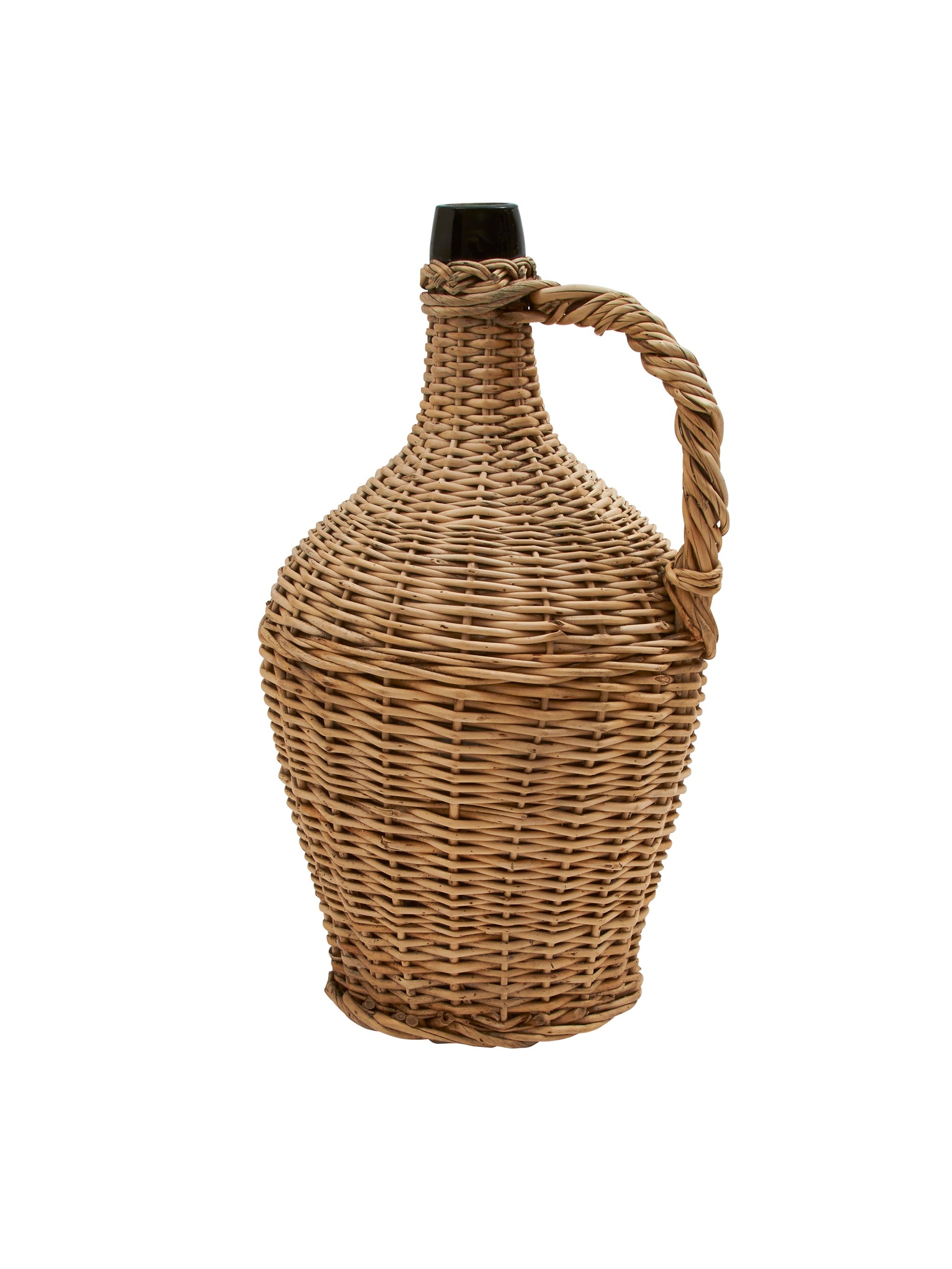 Vintage Large French Wicker Wrapped Wine Bottle One Weston Table