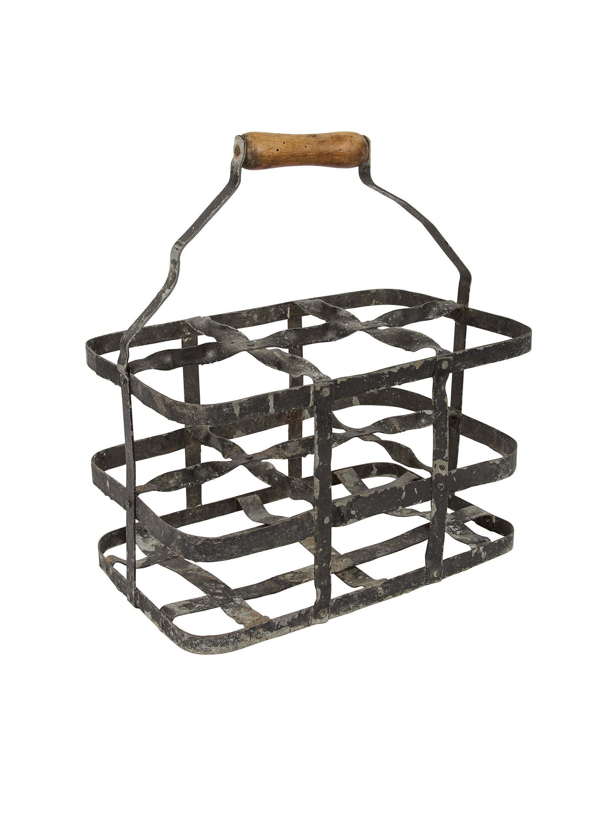 Vintage French Zinc Wine Bottle Carrier 1900s Weston Table