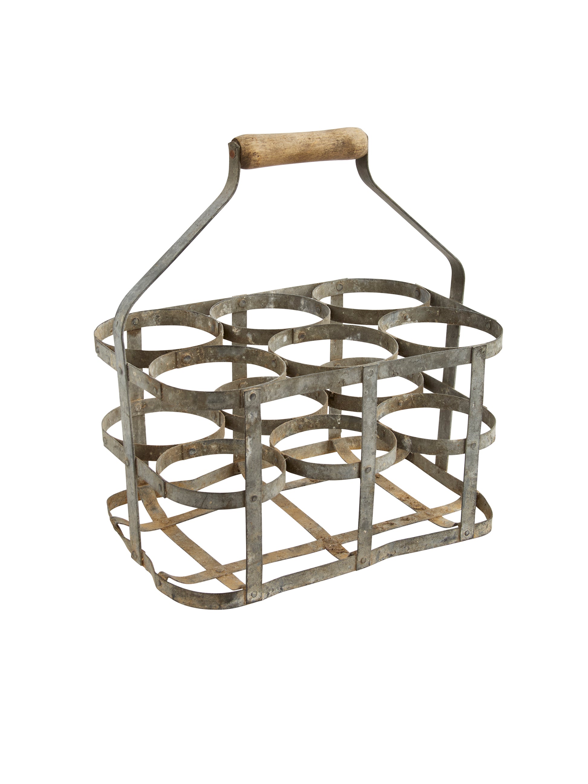 Vintage French Zinc Wine Bottle Carrier Five Weston Table