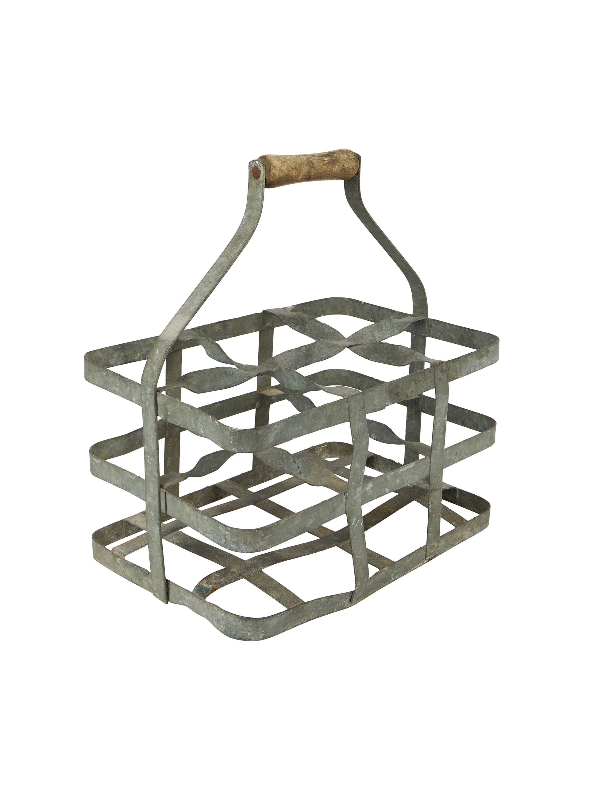 Vintage French Zinc Wine Bottle Carrier Weston Table
