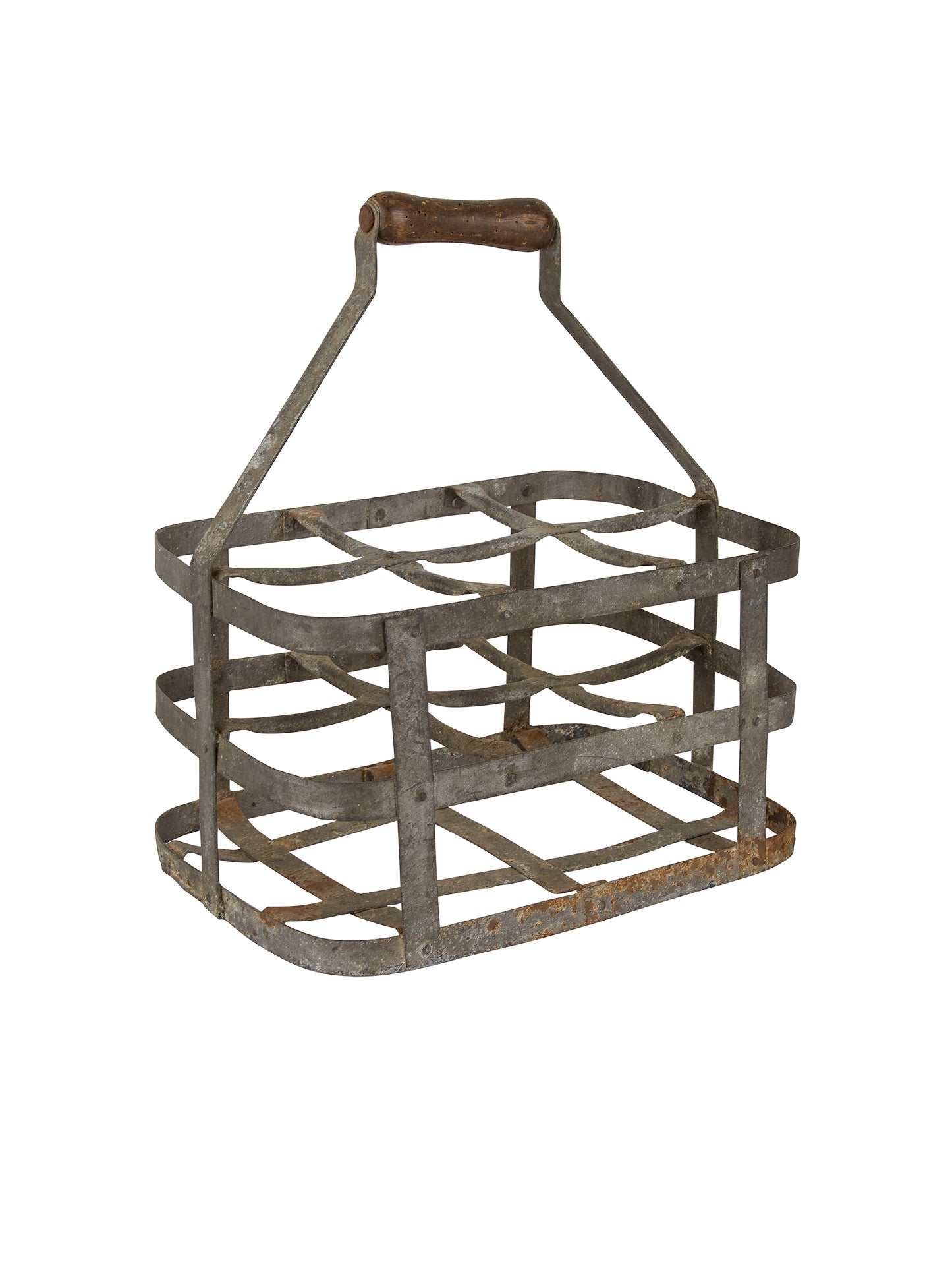 Vintage French Zinc Wine Bottle Carrier Four Weston Table