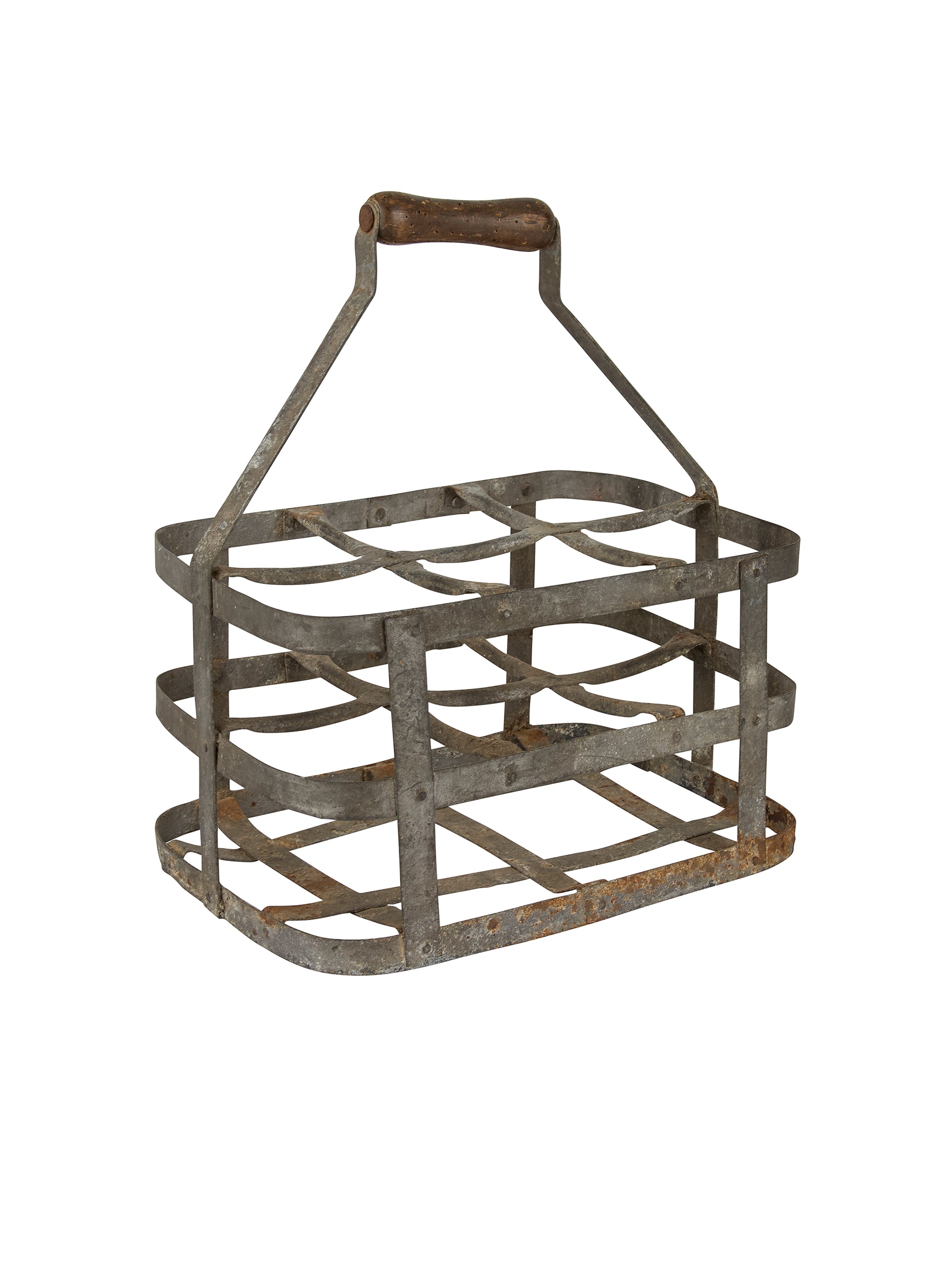 Vintage French Zinc Wine Bottle Carrier Four Weston Table