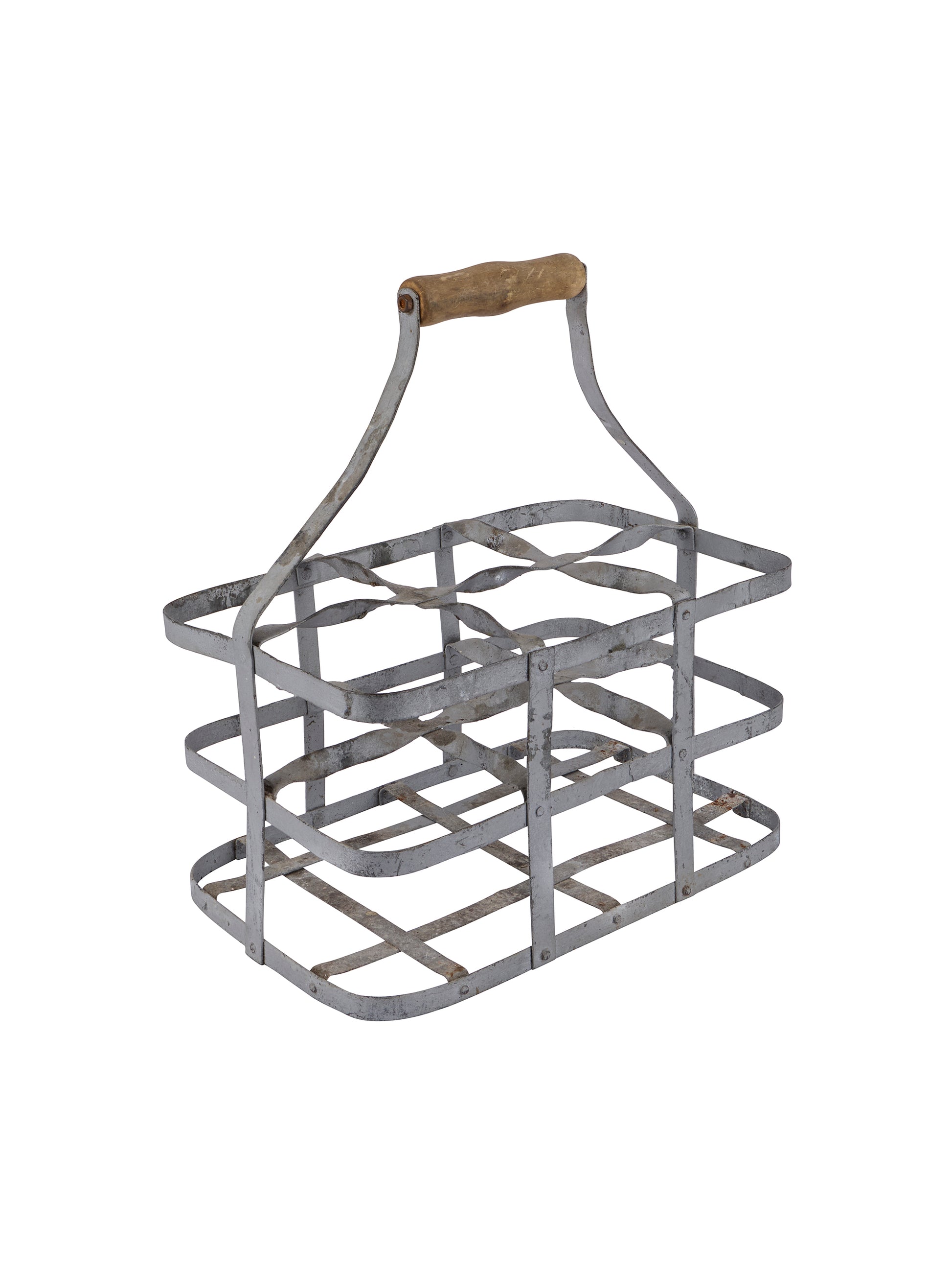 Vintage French Zinc Wine Bottle Carrier Three Weston Table