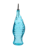 Vintage Glass Fish Bottle Blue Weston Table