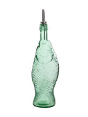 Vintage Glass Fish Bottle Green Weston Table