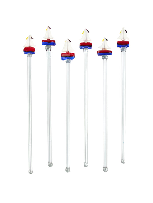 Vintage Glass Sailboat Cocktail Stirrer Set Weston Table