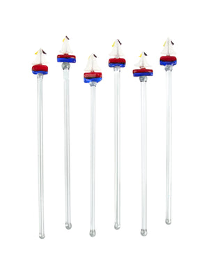  Vintage Glass Sailboat Cocktail Stirrer Set Weston Table 