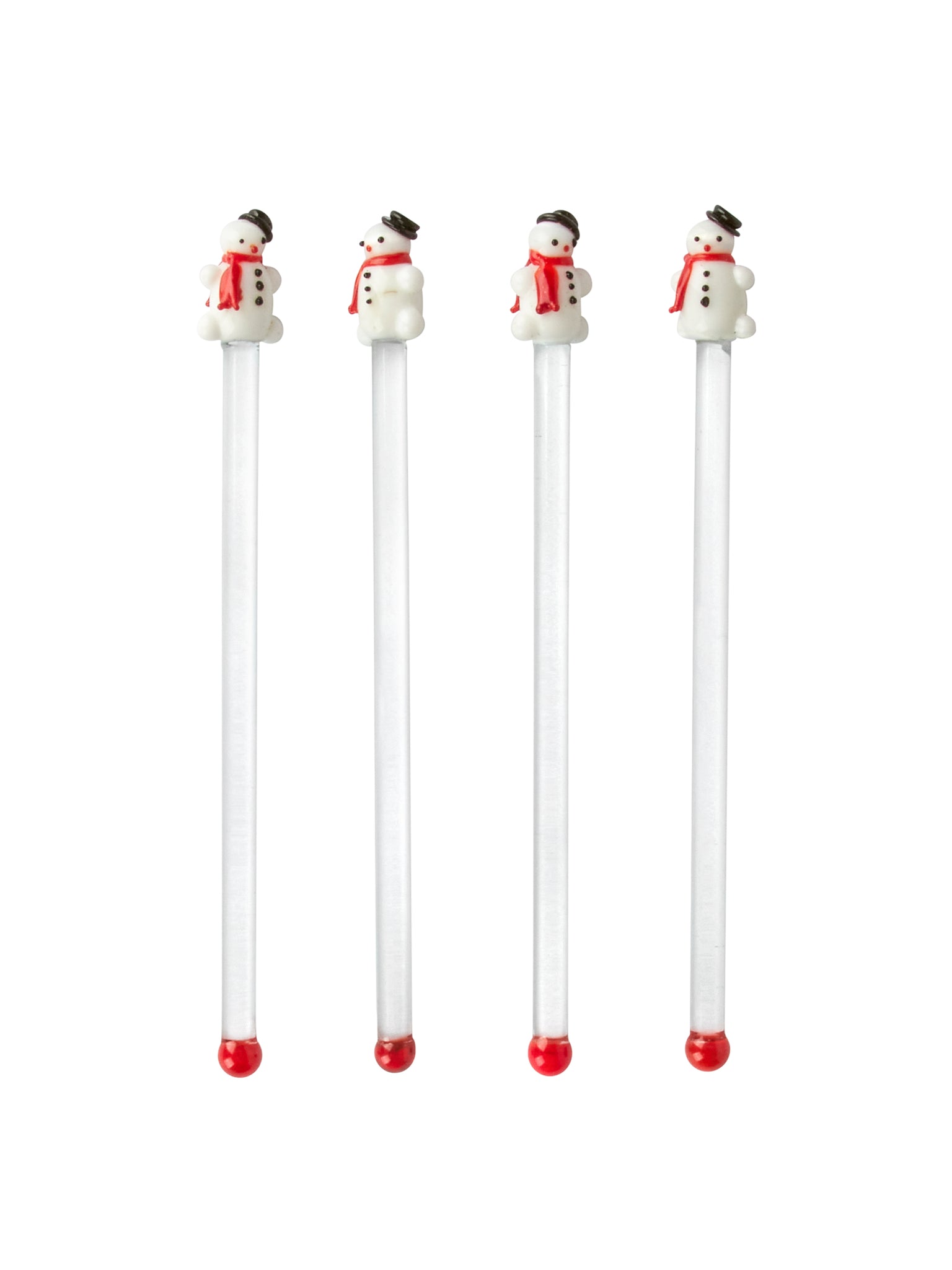 Vintage Glass Snowmen Swizzle Sticks Weston Table 