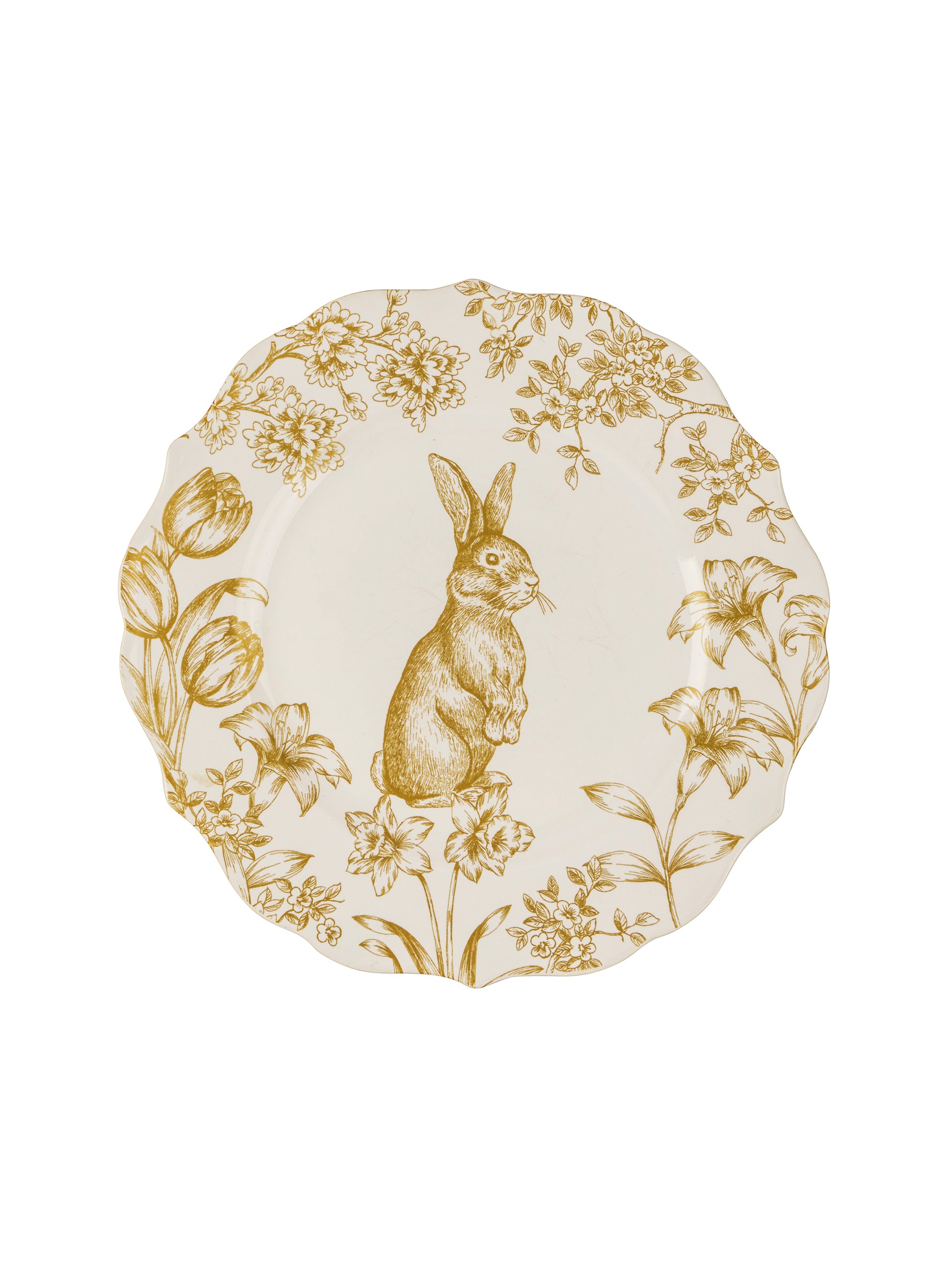 Vintage Gold Trimmed Rabbit Plate Cream 10.5 Inch Weston Table