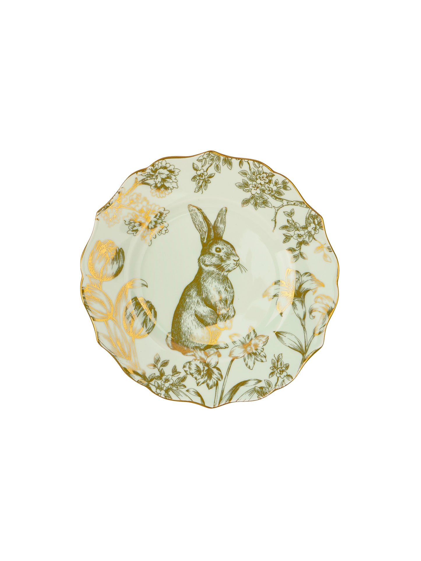 Vintage Gold Trimmed Rabbit Plate Pistachio 8.5 Inch Weston Table