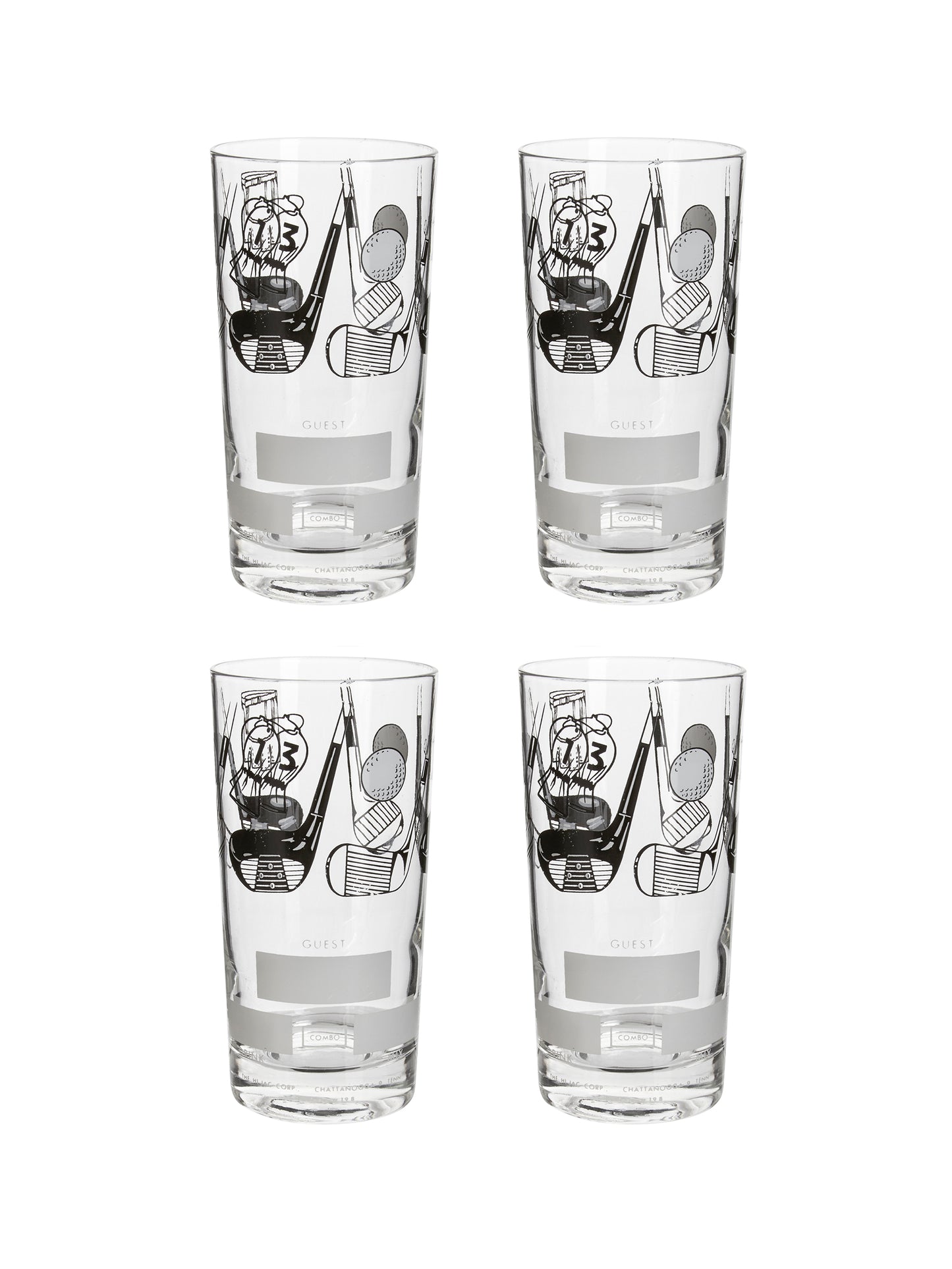 Vintage Golf Highball Glasses Set of Four Weston Table