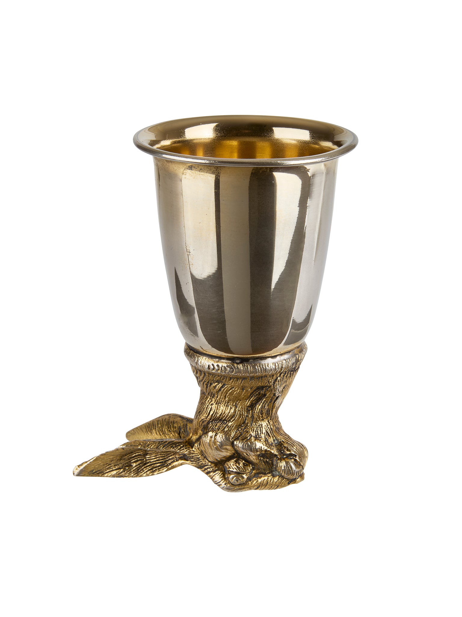Vintage Gucci Rabbit Brass and Silver Plate Stirrup Cup Weston Table