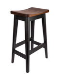 Vintage Handcrafted Cherry and Black Painted Bar Stool