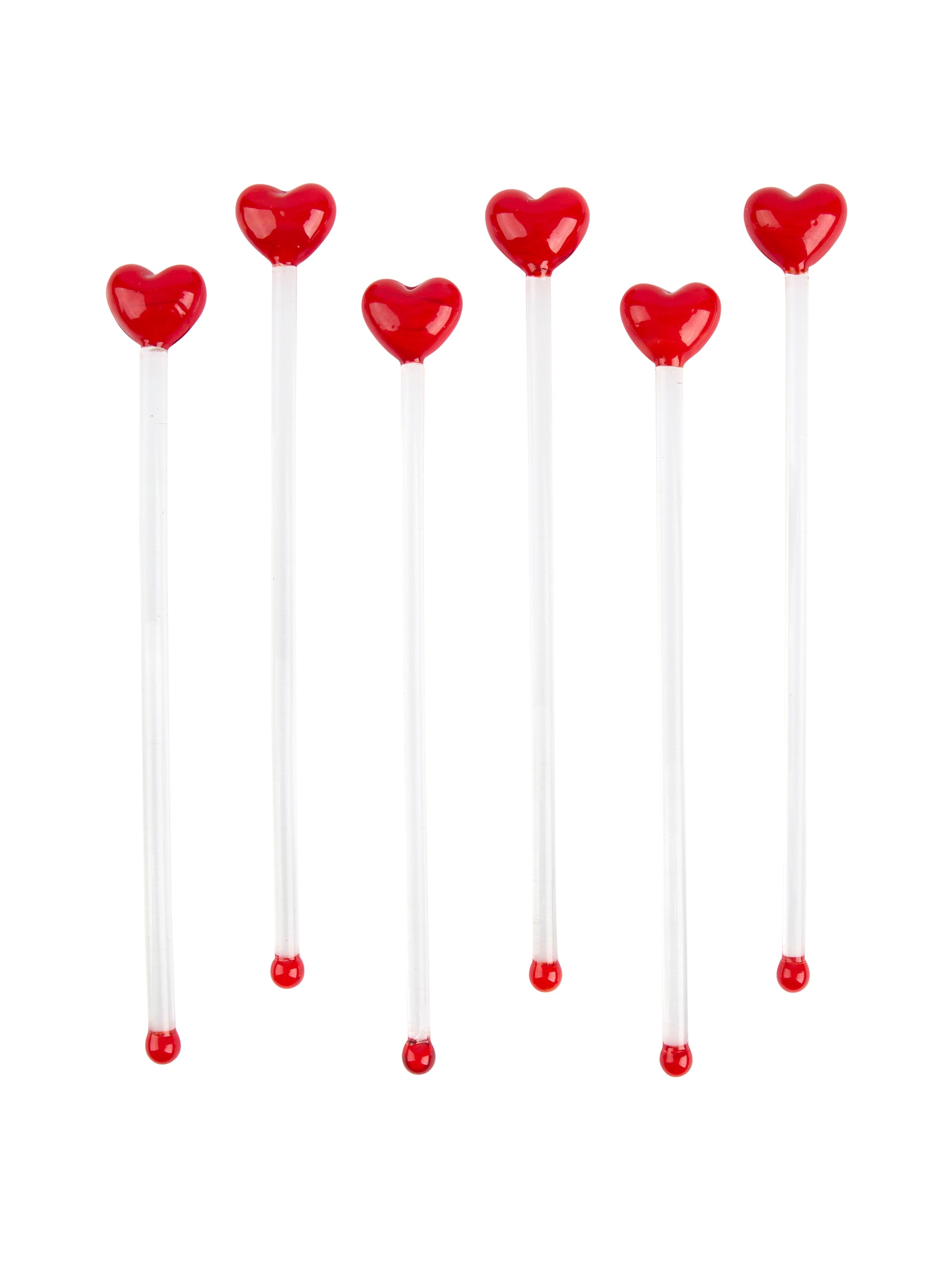 Vintage Heart Glass Cocktail Stirrers Set of Six Weston Table