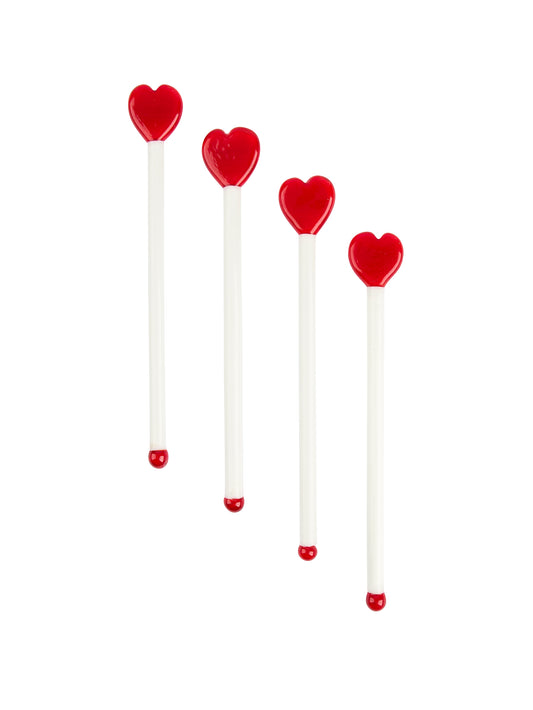 Vintage Heart Glass Swizzle Sticks Weston Table