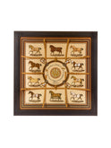 Vintage Hermes Couvertures et Tenues de Jour Silk Scarf Orange Border Framed Art Weston Table