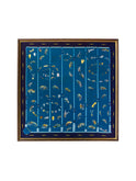 Vintage Hermes Flies Silk Blue Scarf Framed Art Weston Table