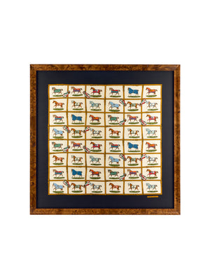  Vintage Hermes Horses in the Paddock Large Silk Scarf Framed Art Weston Table 