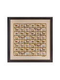 Vintage Hermes Horses in the Paddock Silk Scarf Beige Framed Art Weston Table