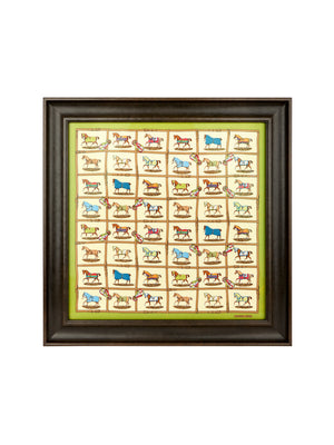 Vintage Hermes Horses in the Paddock Silk Scarf Framed Art Weston Table 