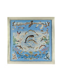 Vintage Hermes Lavie Precieuse de la Mediterranee Silk Scarf Framed Art Blue Border Weston Table