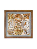 Vintage Hermes Les Quatre Saisons Grey Silk Scarf Framed Art Weston