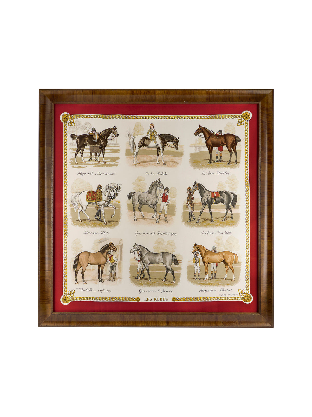 Vintage Hermes Les Robes Silk Scarf Framed Art Weston Table