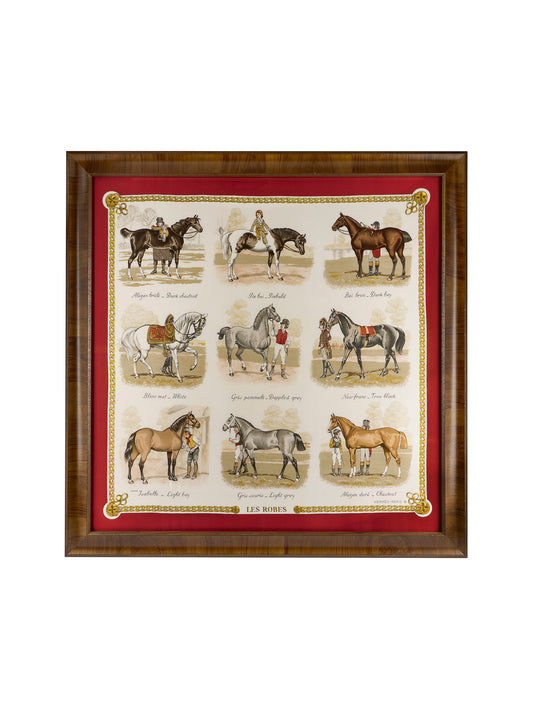 Vintage Hermes Les Robes Silk Scarf Framed Art Weston Table