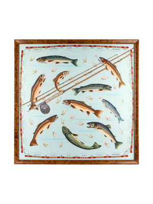  Vintage Hermes Les Truites Silk Scarf Framed Art Weston Table 