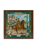 Vintage Hermes The Pony Express Silk Scarf Framed Art Green Border Weston Table