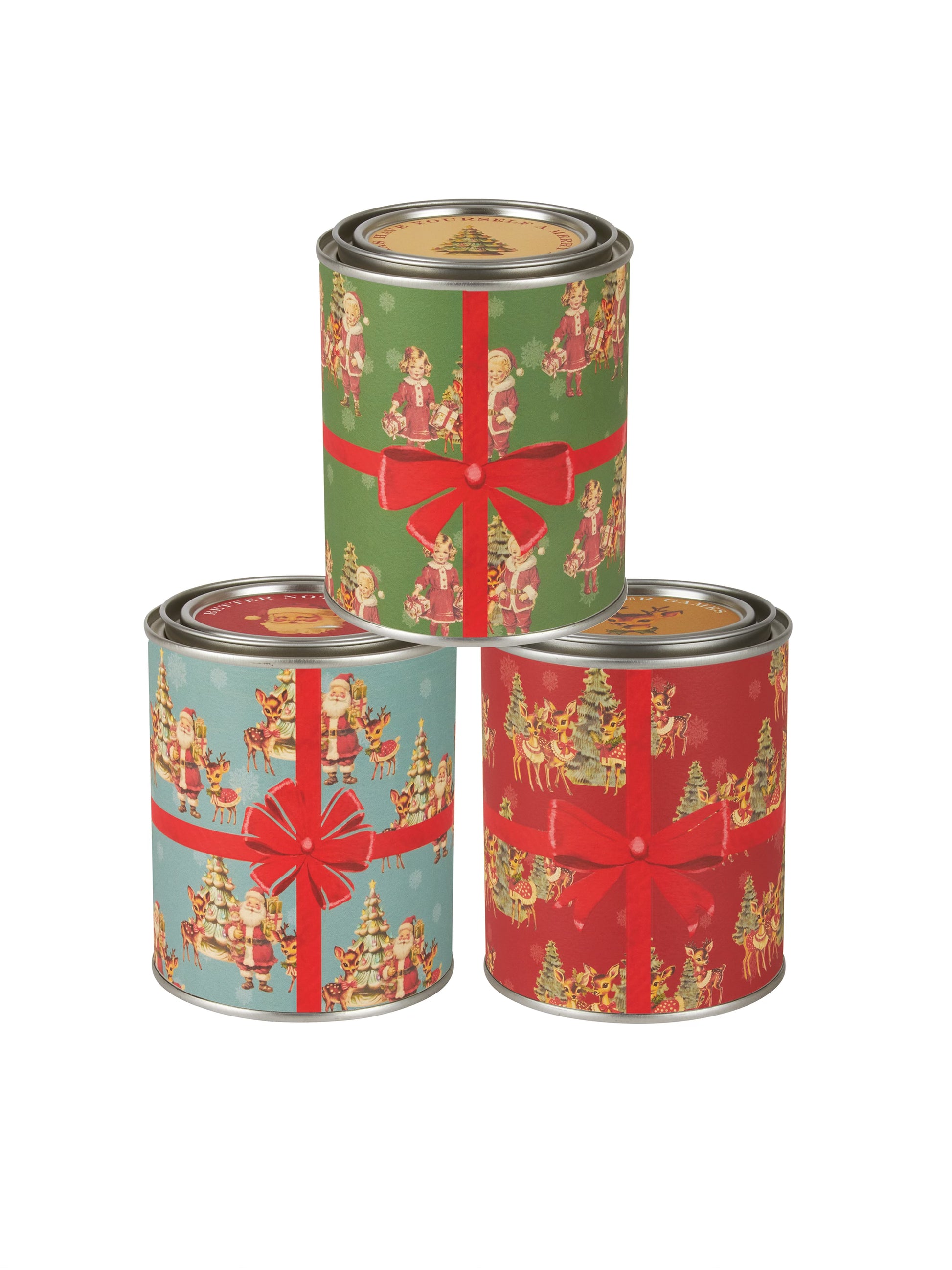 Vintage Holiday Wrapping Paper Candle Gift Set Weston Table