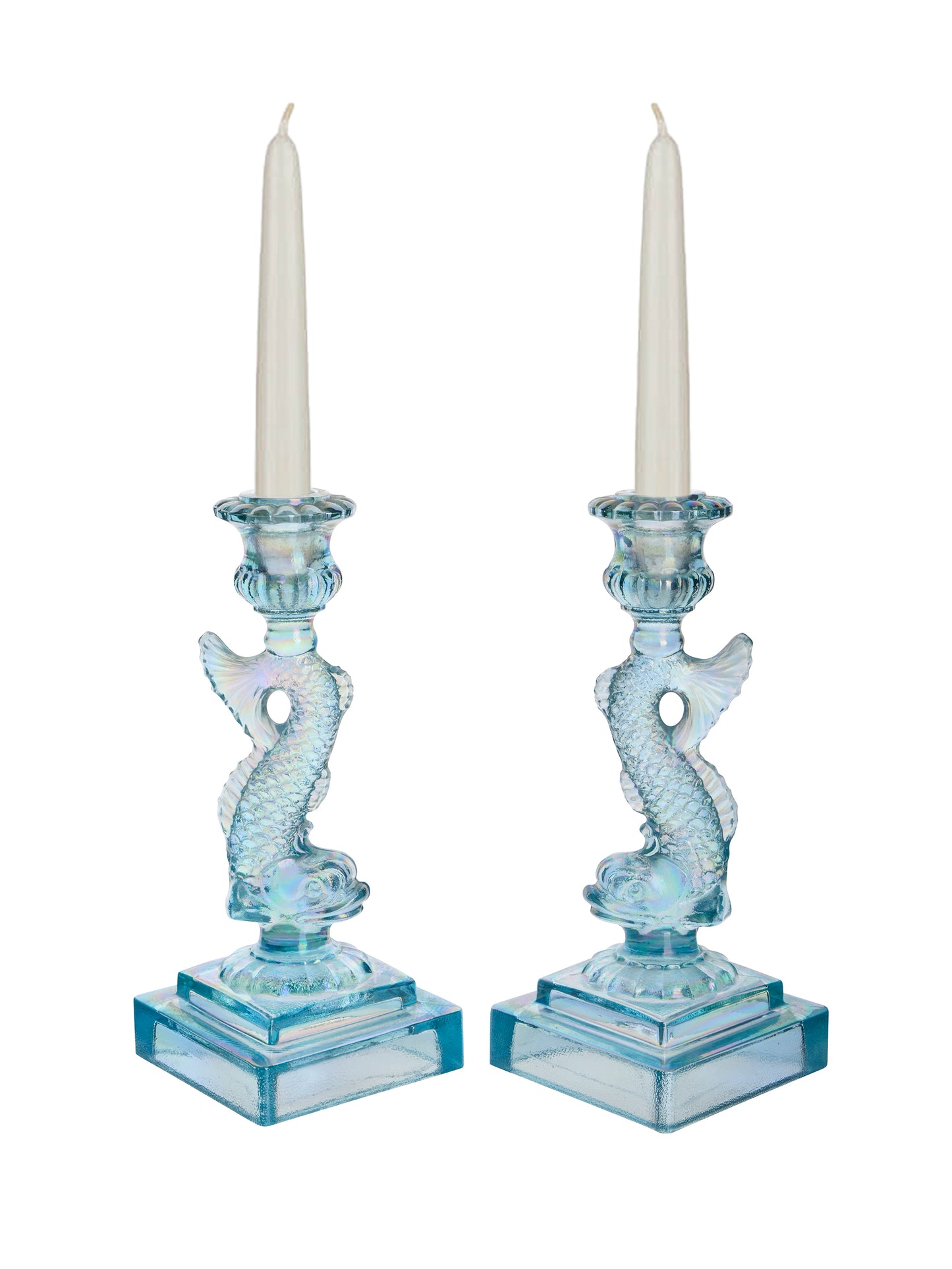 Vintage Iridescent Koi Fish Candlesticks Weston Table