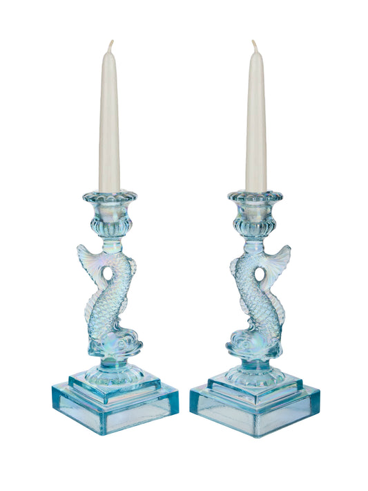 Vintage Iridescent Koi Fish Candlesticks Weston Table
