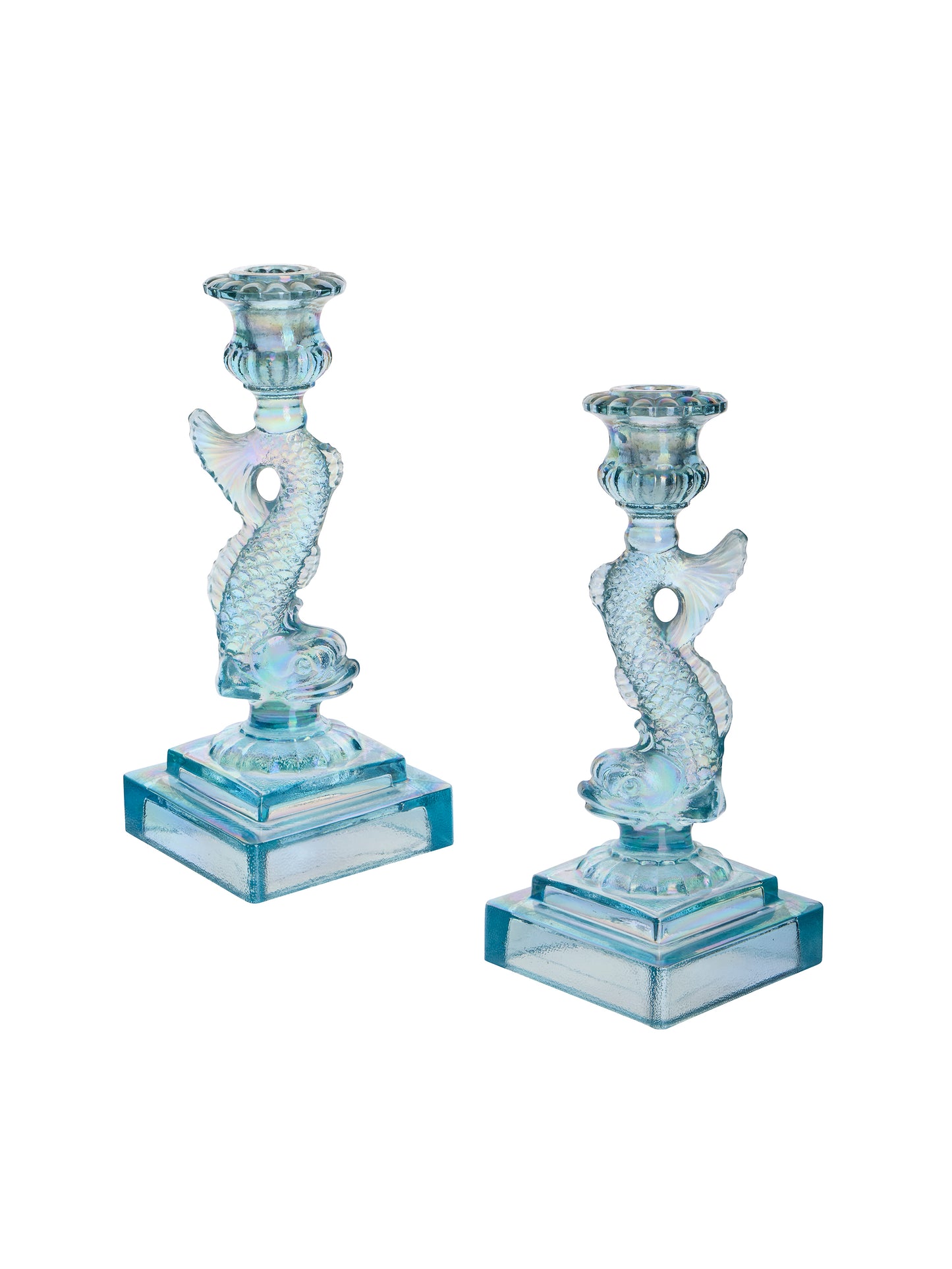 Vintage Iridescent Koi Fish Candlesticks Weston Table