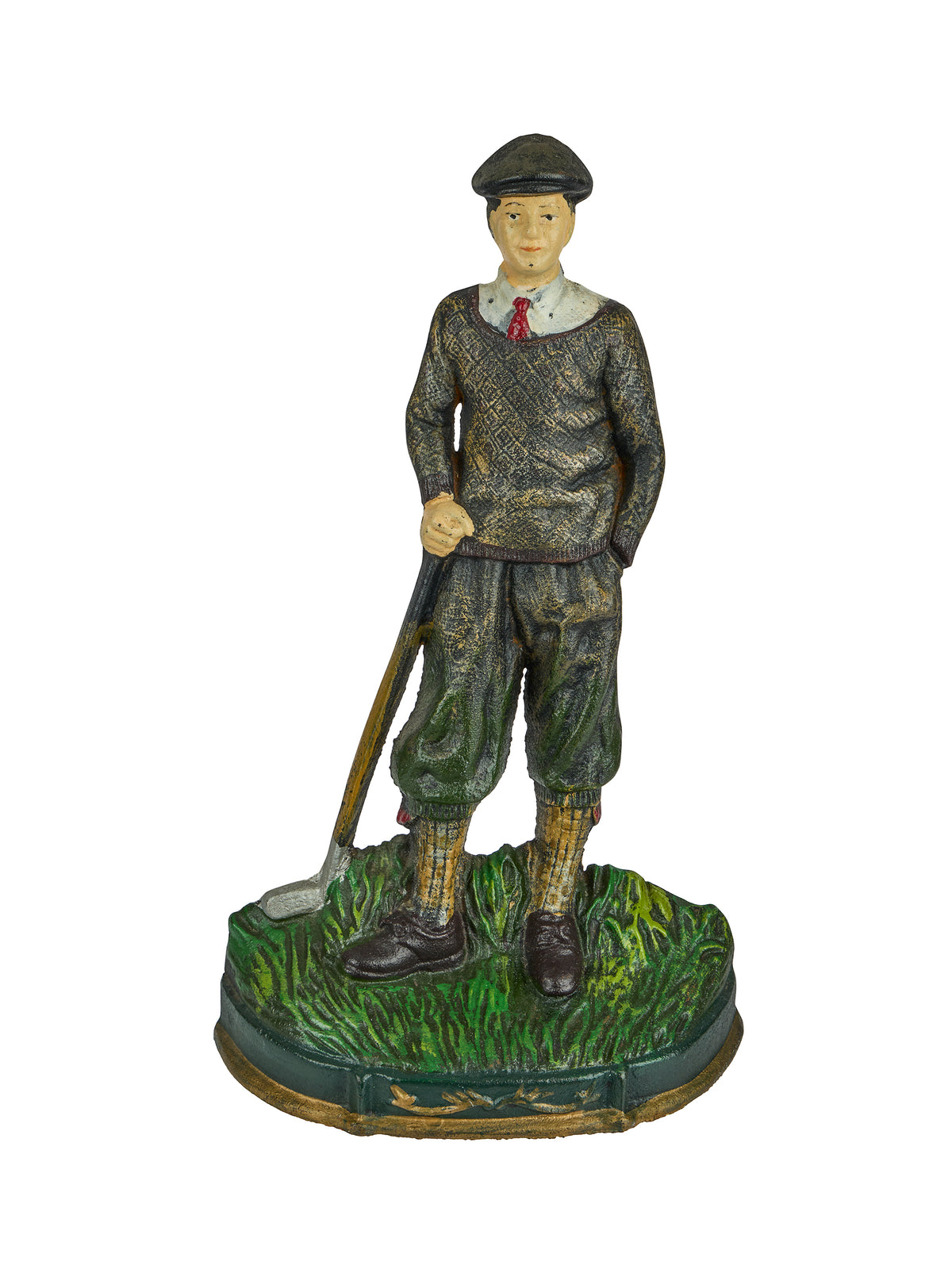 Vintage Irish Gentleman Golfer Cast Iron Doorstop Six Weston Table