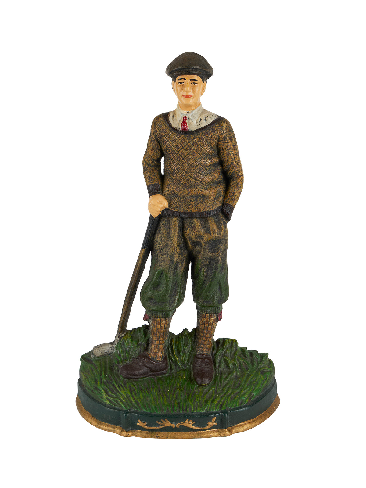 Vintage Irish Golfer Cast Iron Doorstop Five Weston Table